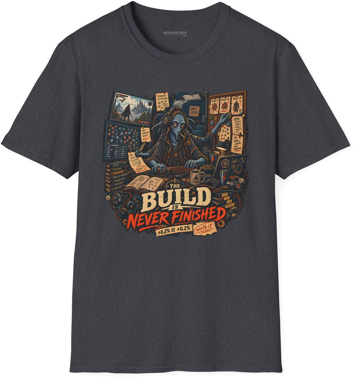Endless Build - Softstyle T-Shirt in Dark Heather Grey, front view