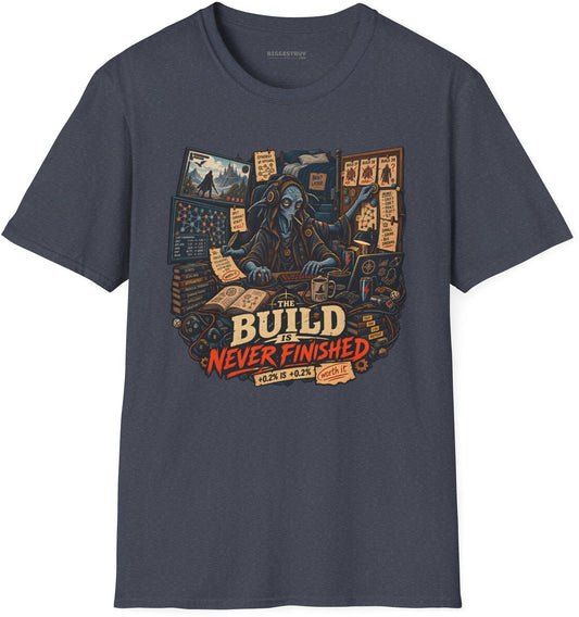 Endless Build - Softstyle T-Shirt in Heather Navy, front view