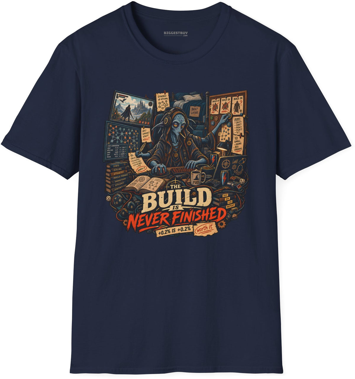 Endless Build - Softstyle T-Shirt in Navy, front view