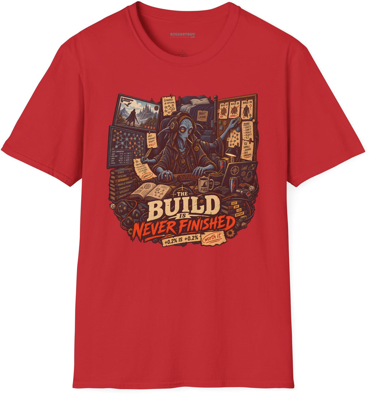 Endless Build - Softstyle T-Shirt in Red, front view