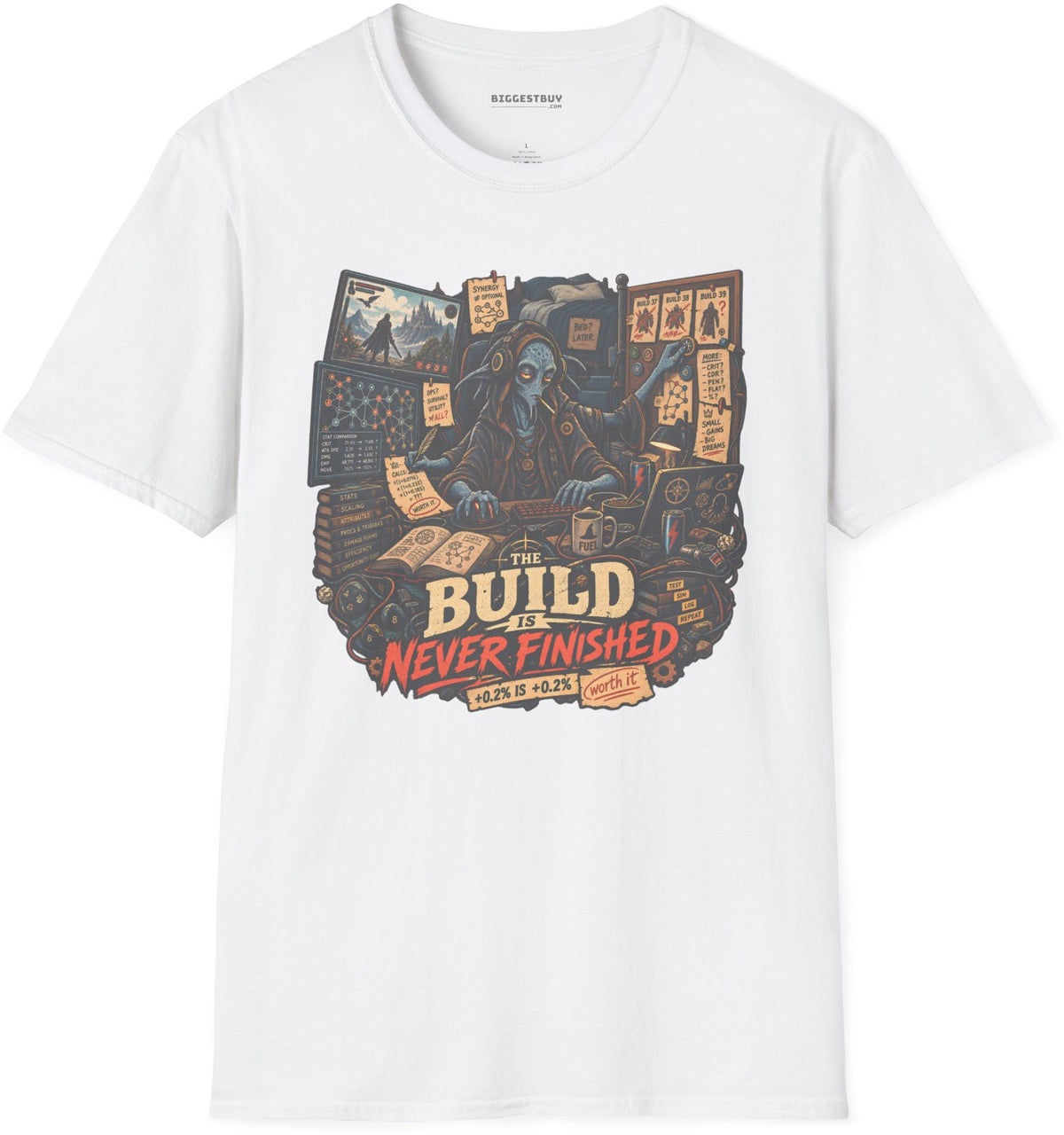 Endless Build - Softstyle T-Shirt in White, front view