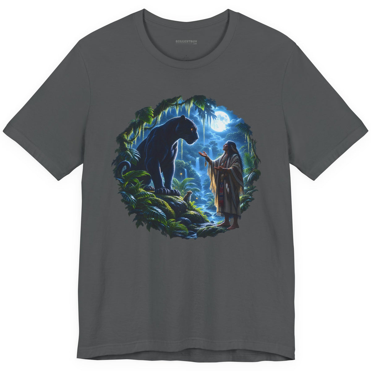 Feline Oracle - Classic Jersey Tee in Asphalt, front view