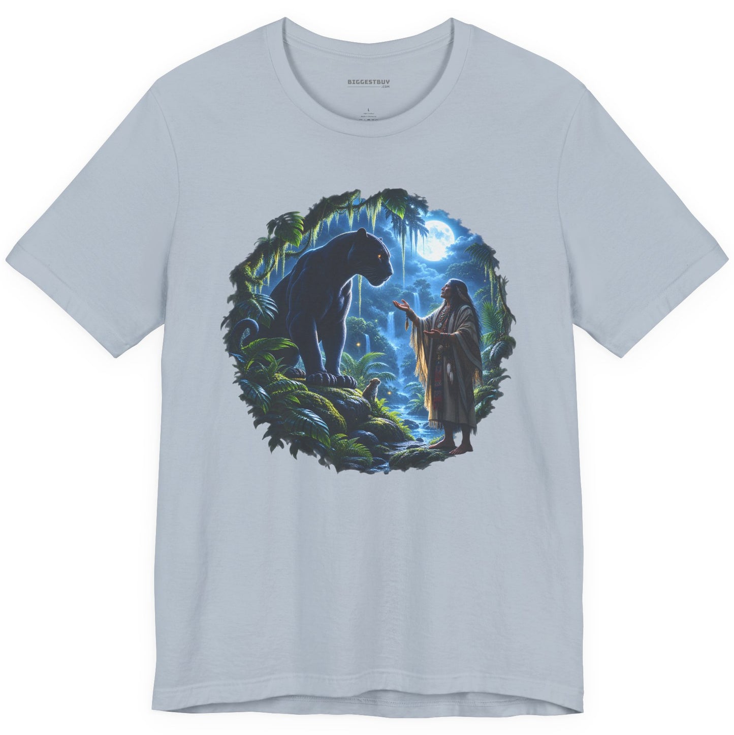 Feline Oracle - Classic Jersey Tee in Light Blue, front view