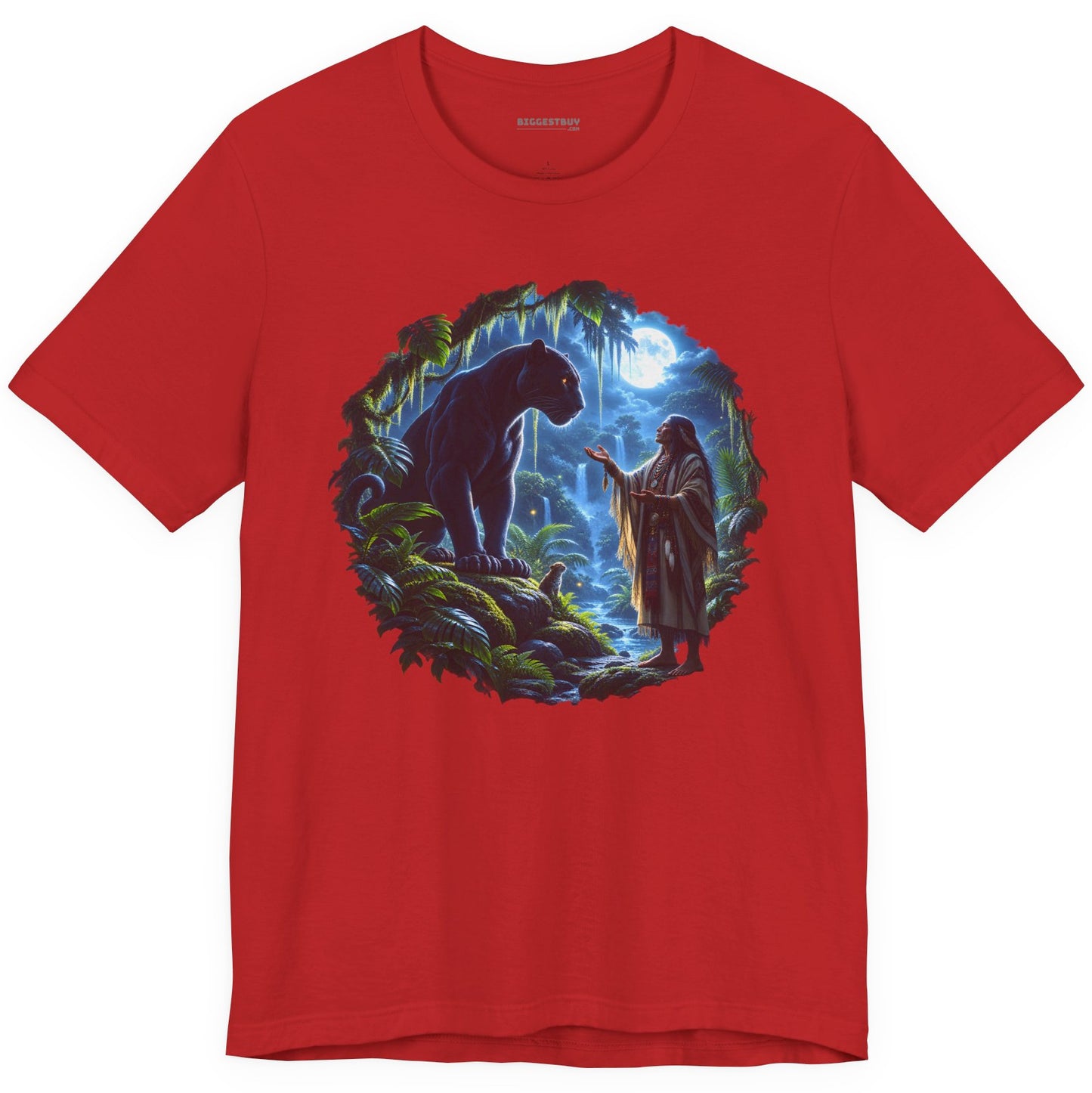 Feline Oracle - Classic Jersey Tee in Red, front view