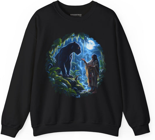 Feline Oracle - Crewneck Sweatshirt in Black, front view