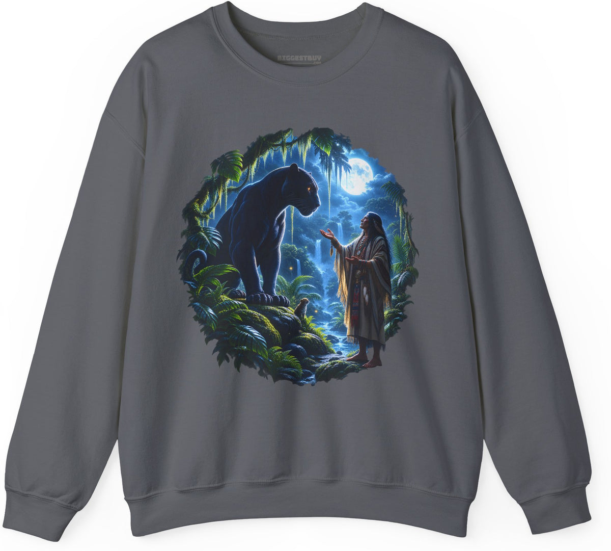 Feline Oracle - Crewneck Sweatshirt in Charcoal, front view