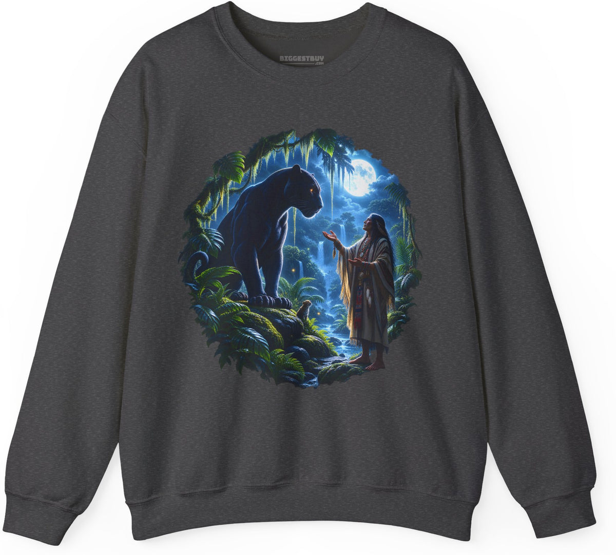 Feline Oracle - Crewneck Sweatshirt in Dark Heather, front view