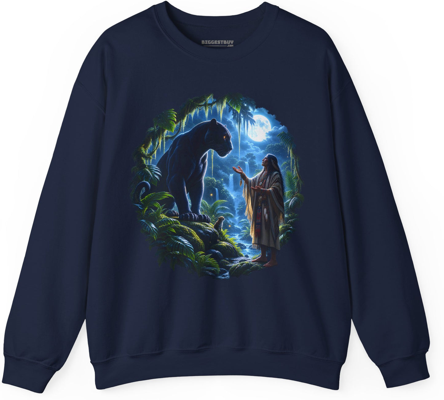 Feline Oracle - Crewneck Sweatshirt in Navy, front view
