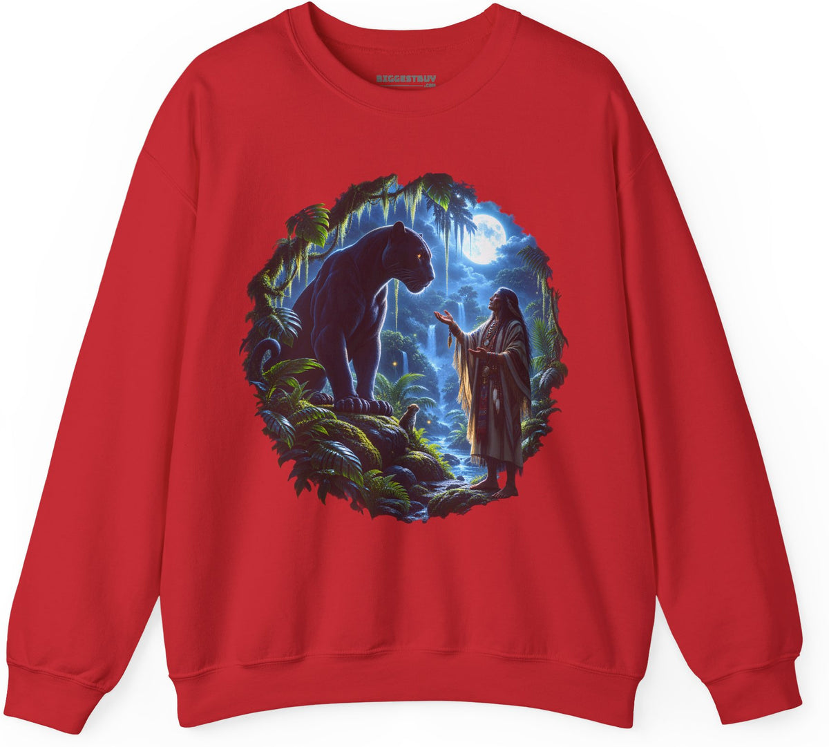Feline Oracle - Crewneck Sweatshirt in Red, front view