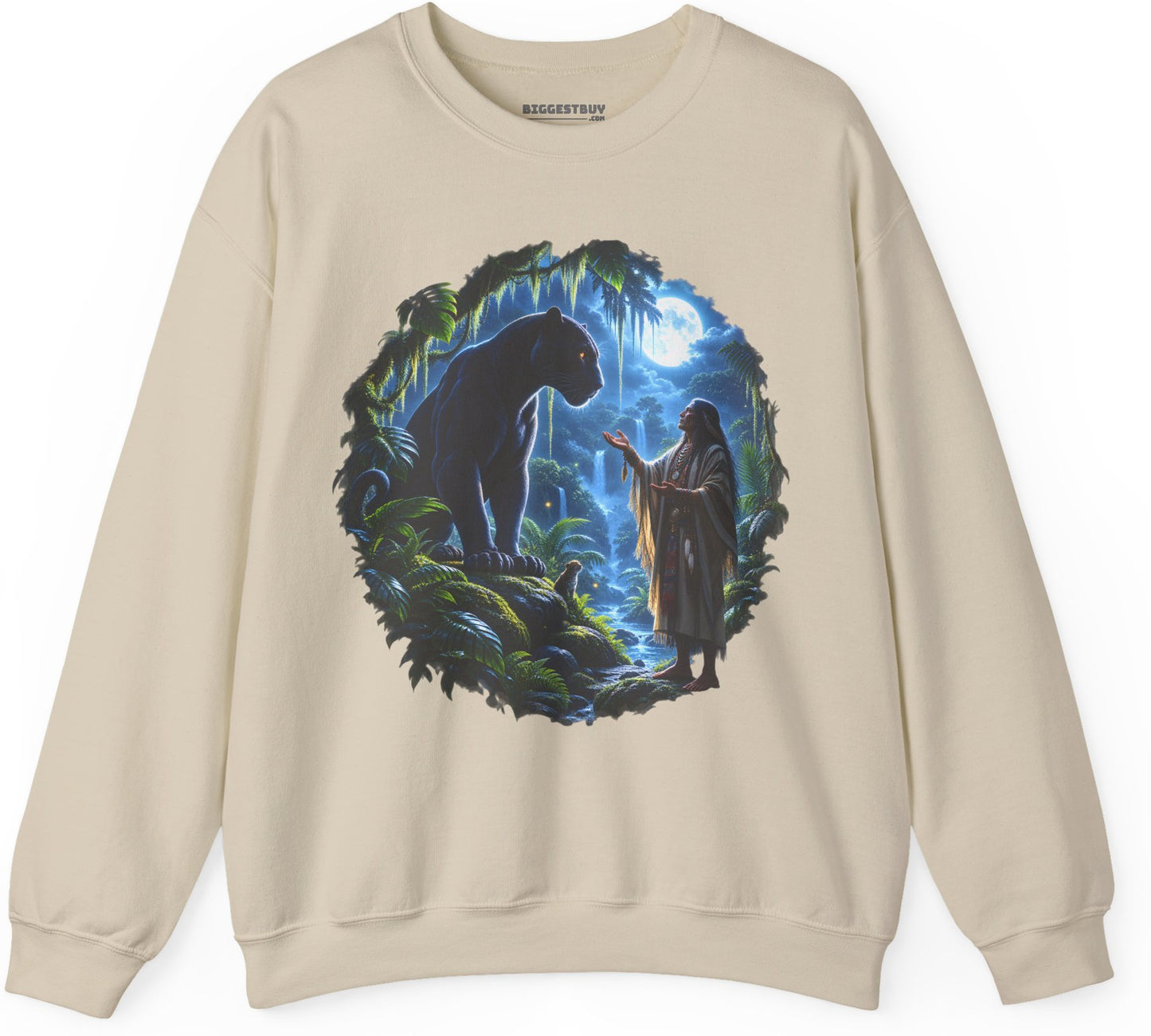 Feline Oracle - Crewneck Sweatshirt in Sand, front view
