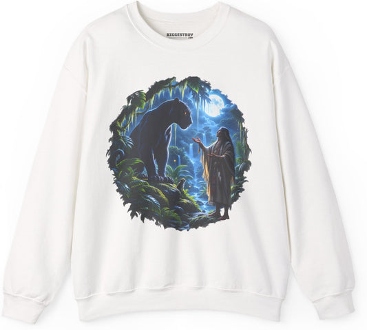 Feline Oracle - Crewneck Sweatshirt in White, front view