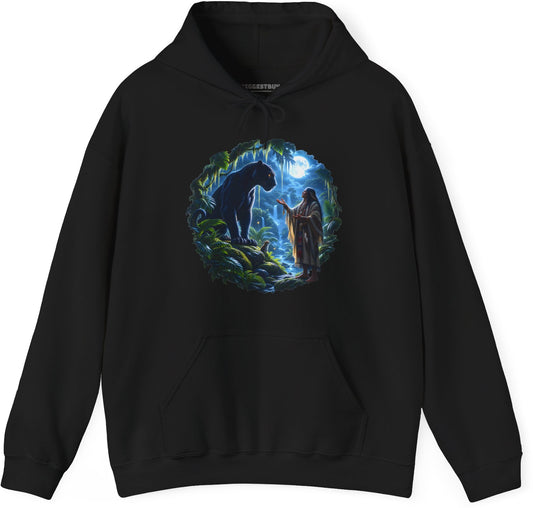 Feline Oracle - Pullover Hoodie in Black, front view