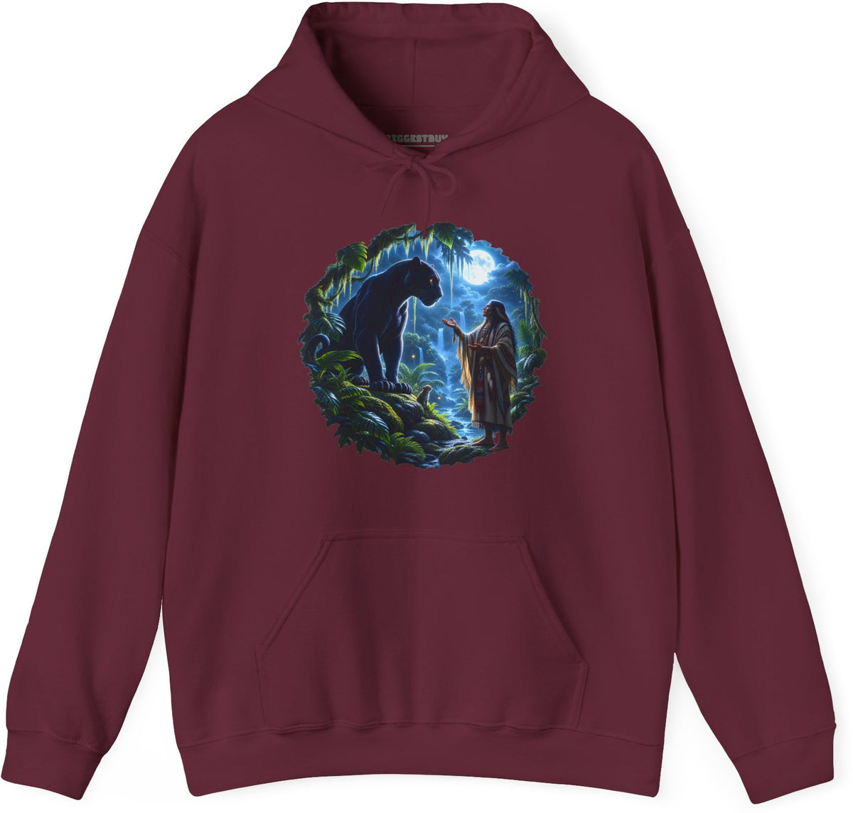 Feline Oracle - Pullover Hoodie in Maroon, front view