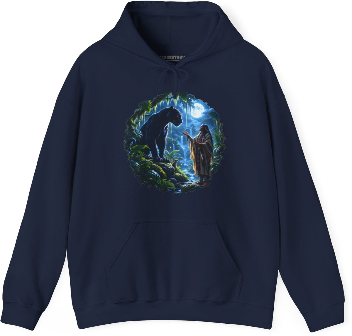 Feline Oracle - Pullover Hoodie in Navy, front view