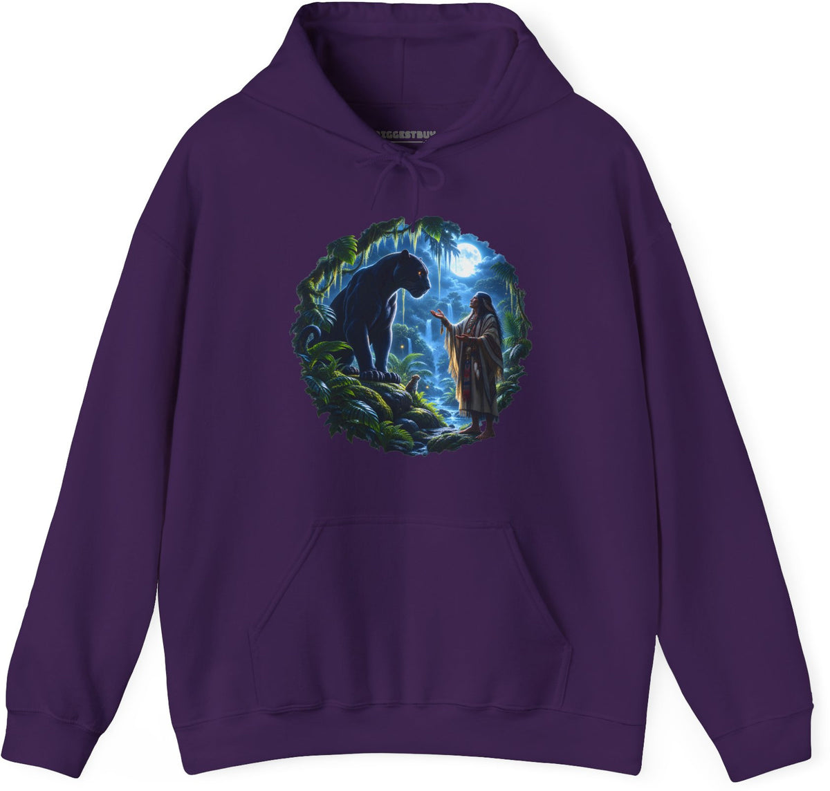 Feline Oracle - Pullover Hoodie in Purple, front view