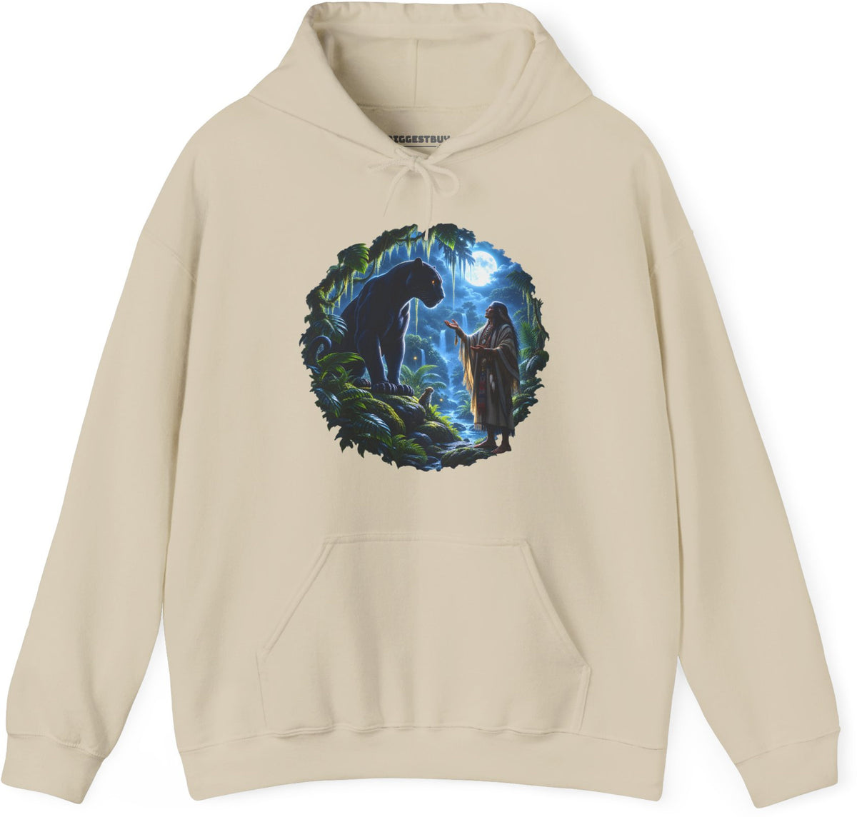 Feline Oracle - Pullover Hoodie in Sand, front view