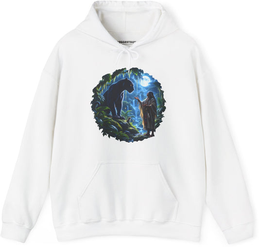 Feline Oracle - Pullover Hoodie in White, front view