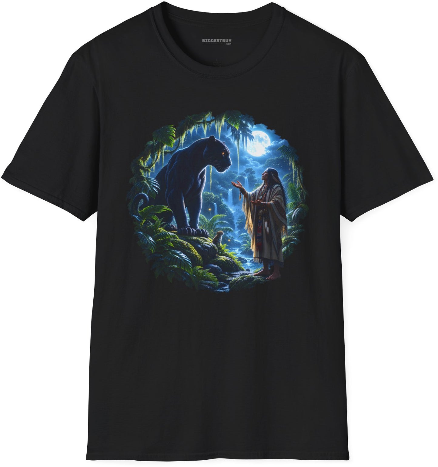 Feline Oracle - Softstyle T-Shirt in Black, front view