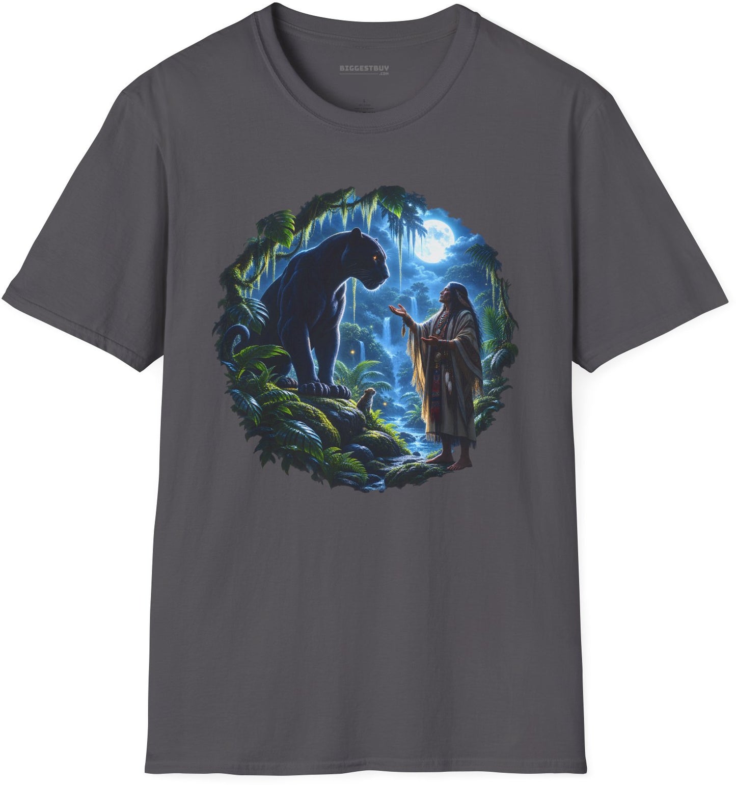 Feline Oracle - Softstyle T-Shirt in Charcoal, front view