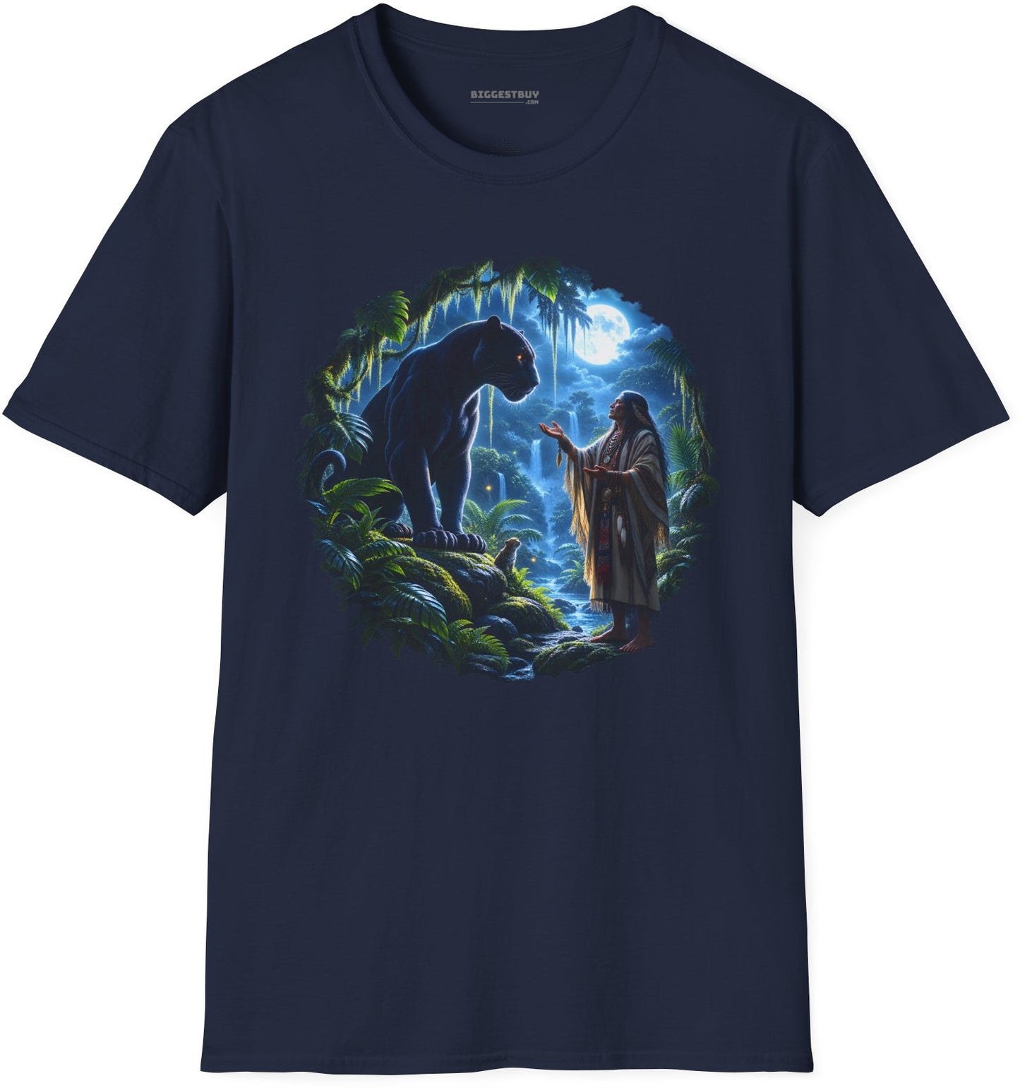 Feline Oracle - Softstyle T-Shirt in Navy, front view