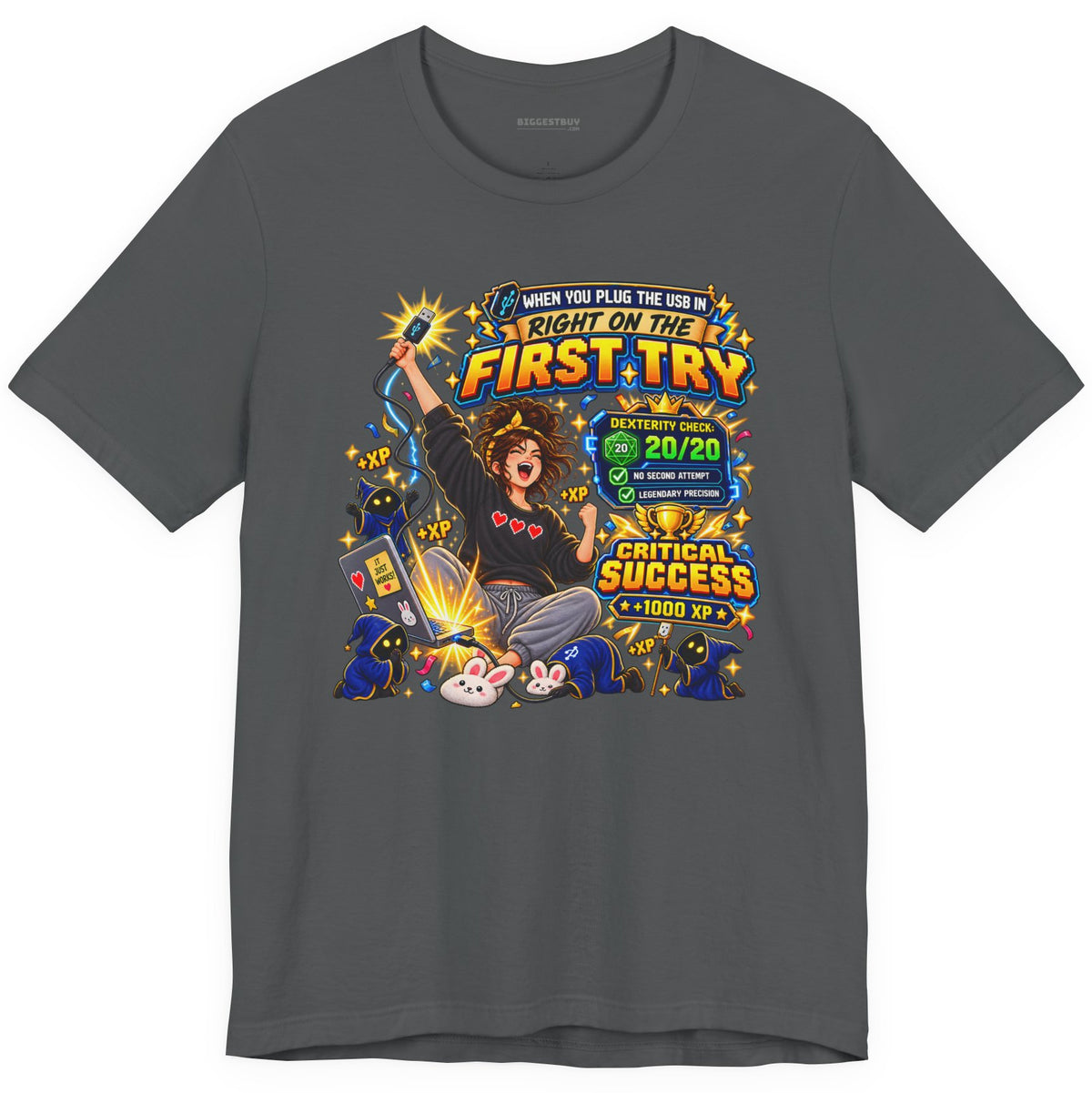 First Try - Classic Jersey Tee in Asphalt, front view