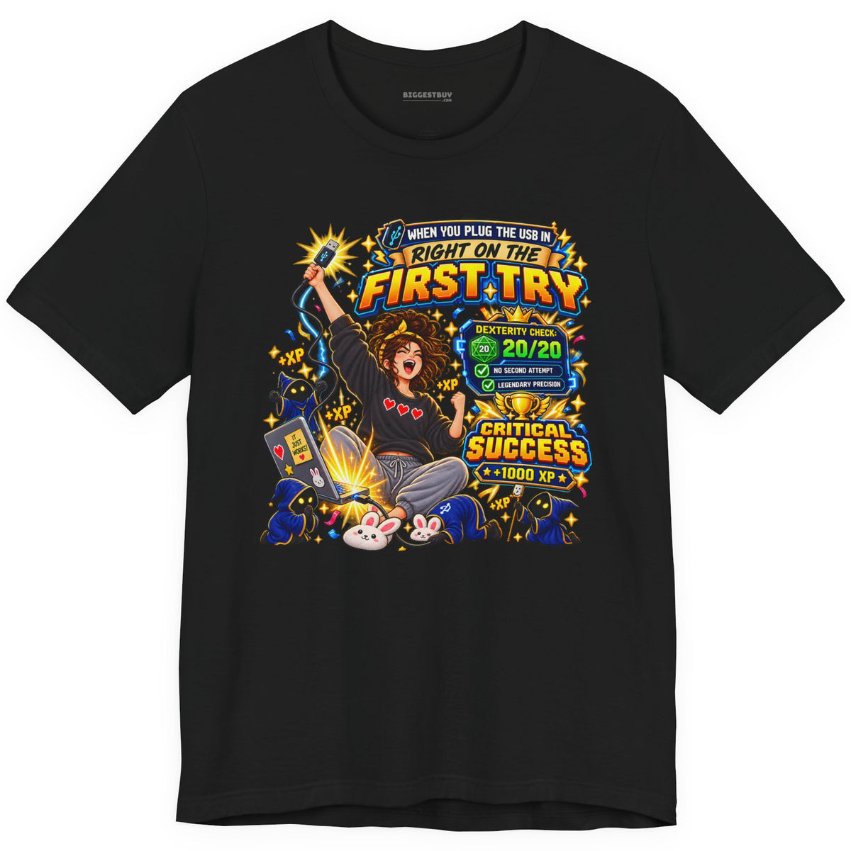 First Try - Classic Jersey Tee in Black, front view