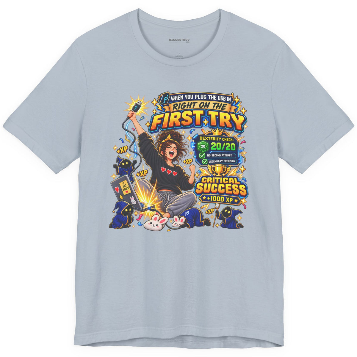 First Try - Classic Jersey Tee in Light Blue, front view