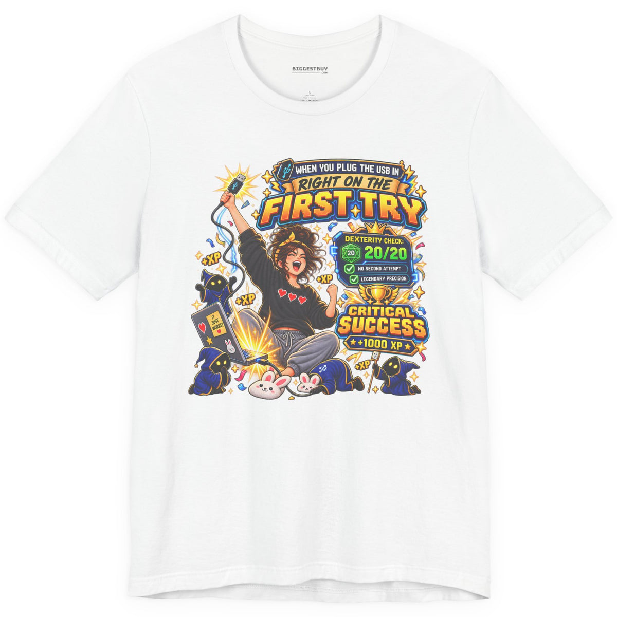 First Try - Classic Jersey Tee in White, front view