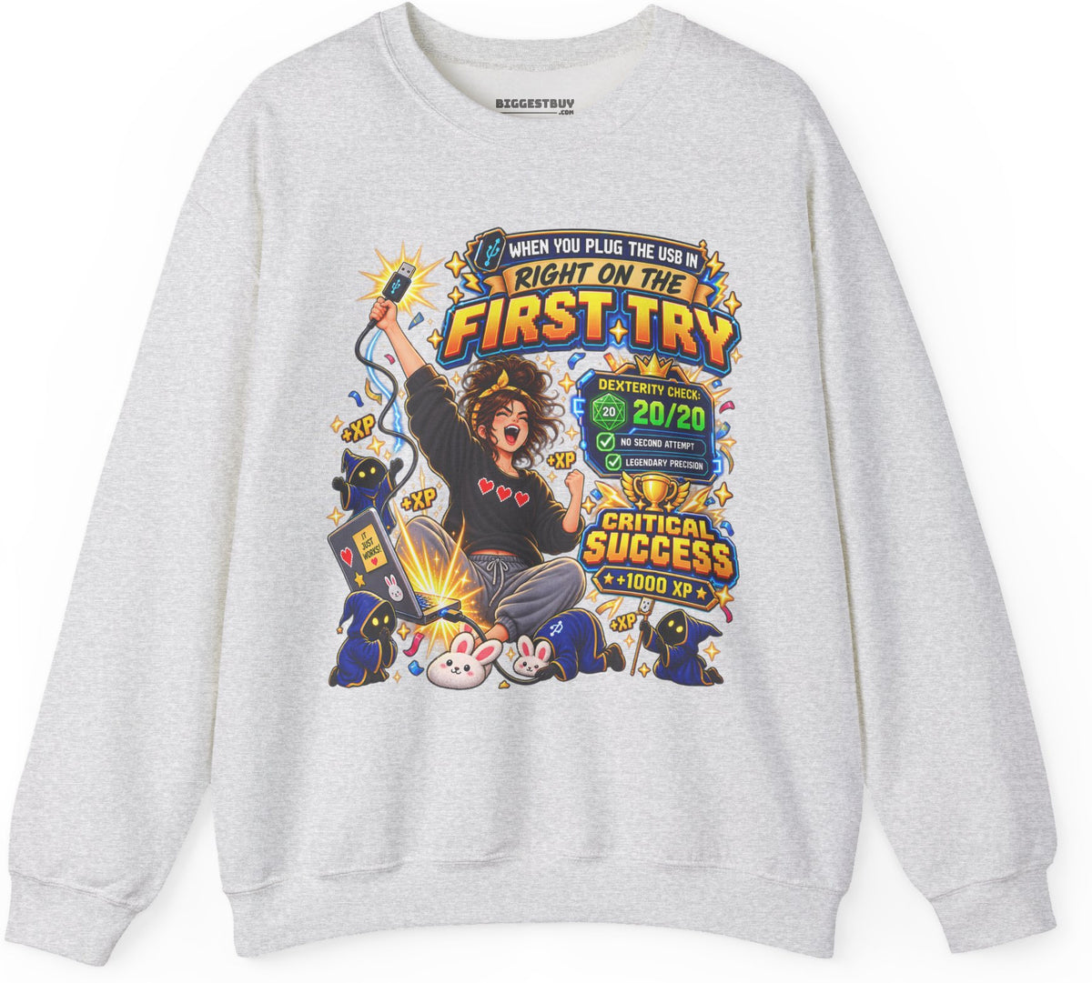 First Try - Crewneck Sweatshirt in Ash, front view