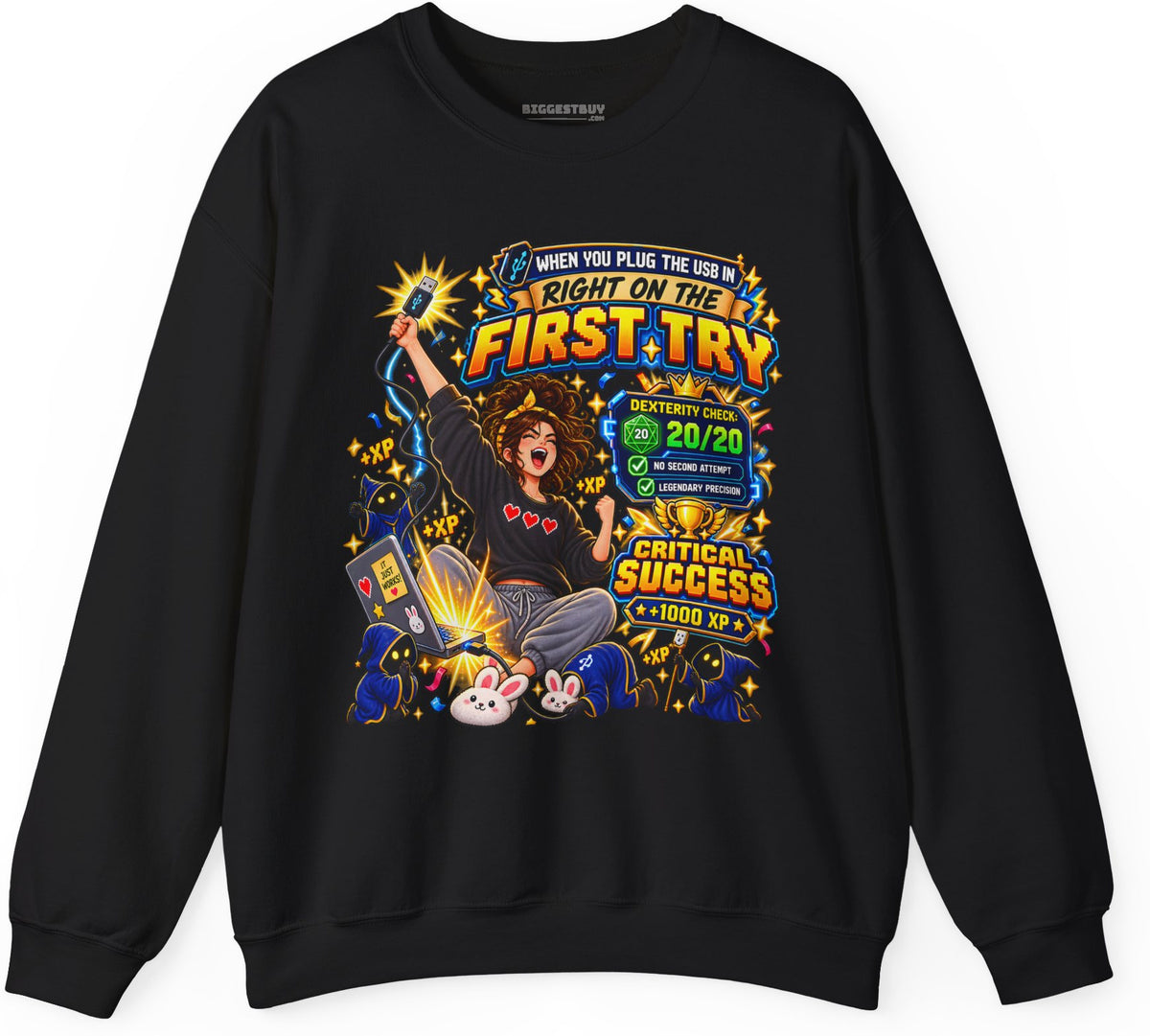 First Try - Crewneck Sweatshirt in Black, front view