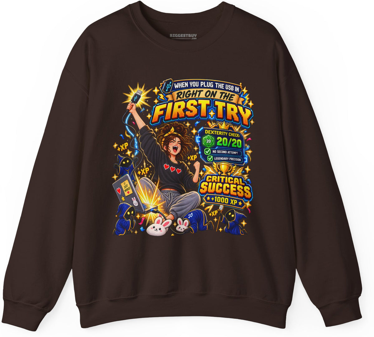 First Try - Crewneck Sweatshirt in Dark Chocolate, front view