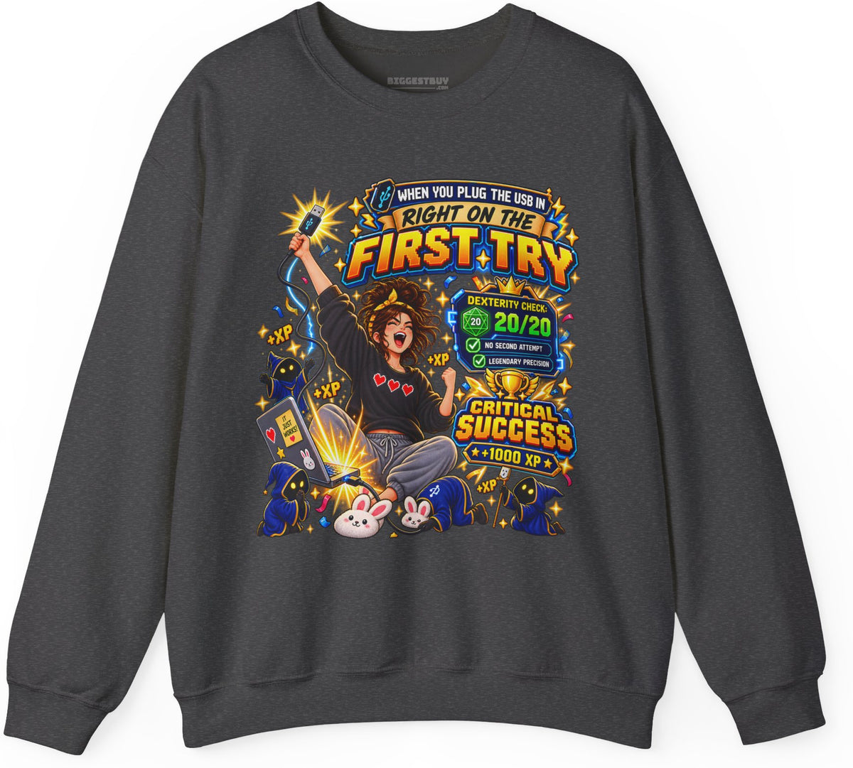 First Try - Crewneck Sweatshirt in Dark Heather, front view