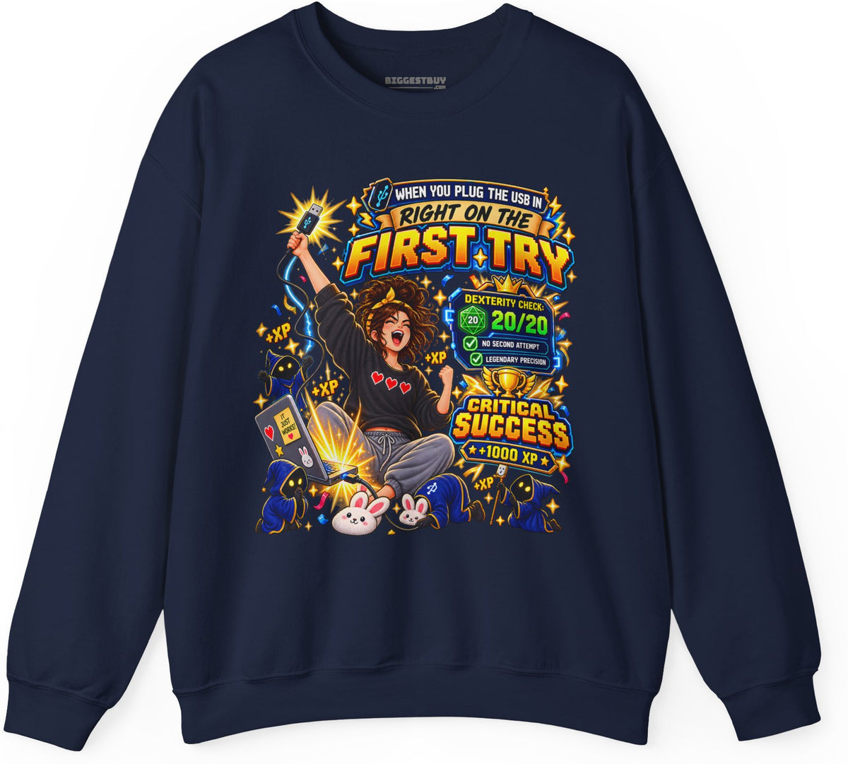 First Try - Crewneck Sweatshirt in Navy, front view