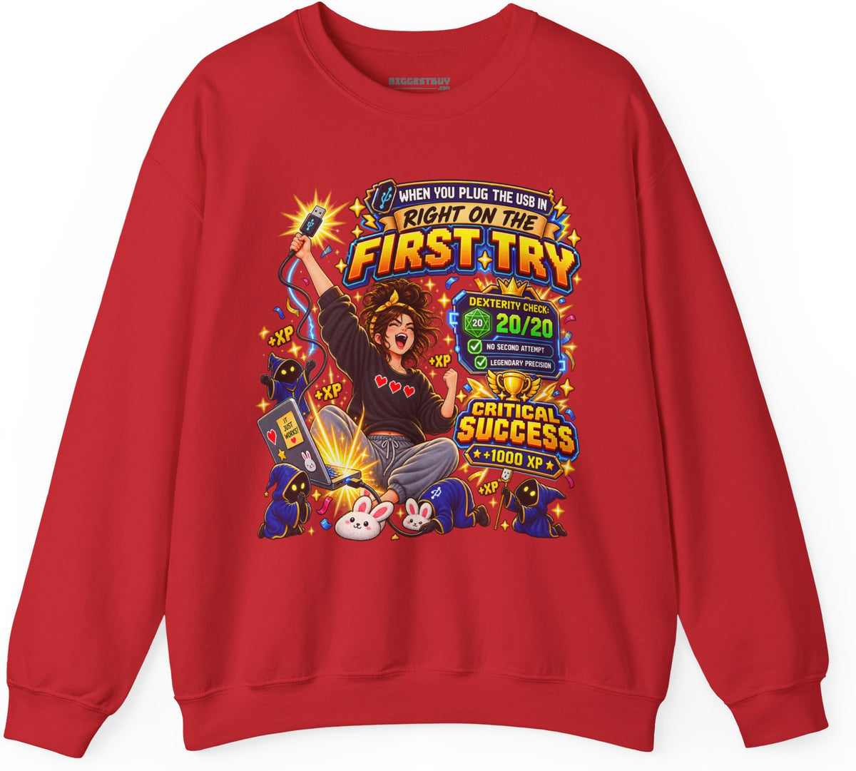 First Try - Crewneck Sweatshirt in Red, front view
