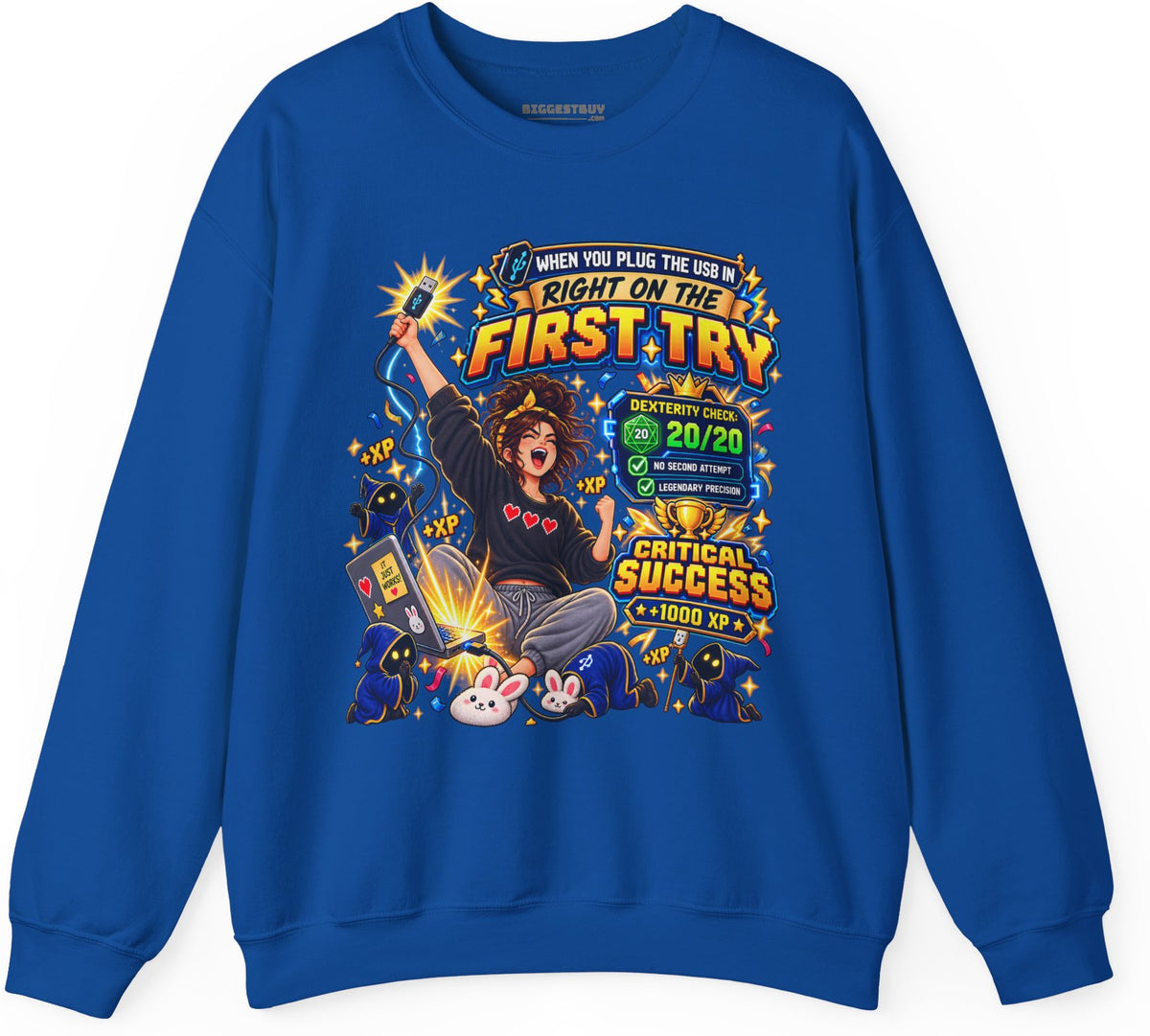 First Try - Crewneck Sweatshirt in Royal, front view