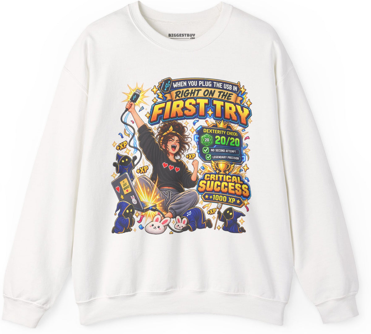 First Try - Crewneck Sweatshirt in White, front view
