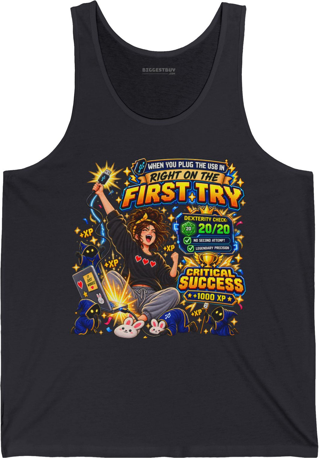 First Try - Jersey Tank Top in Dark Grey, front view