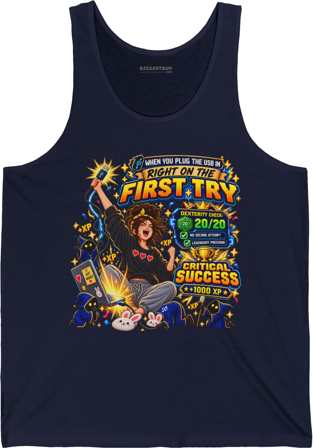First Try - Jersey Tank Top in Navy, front view