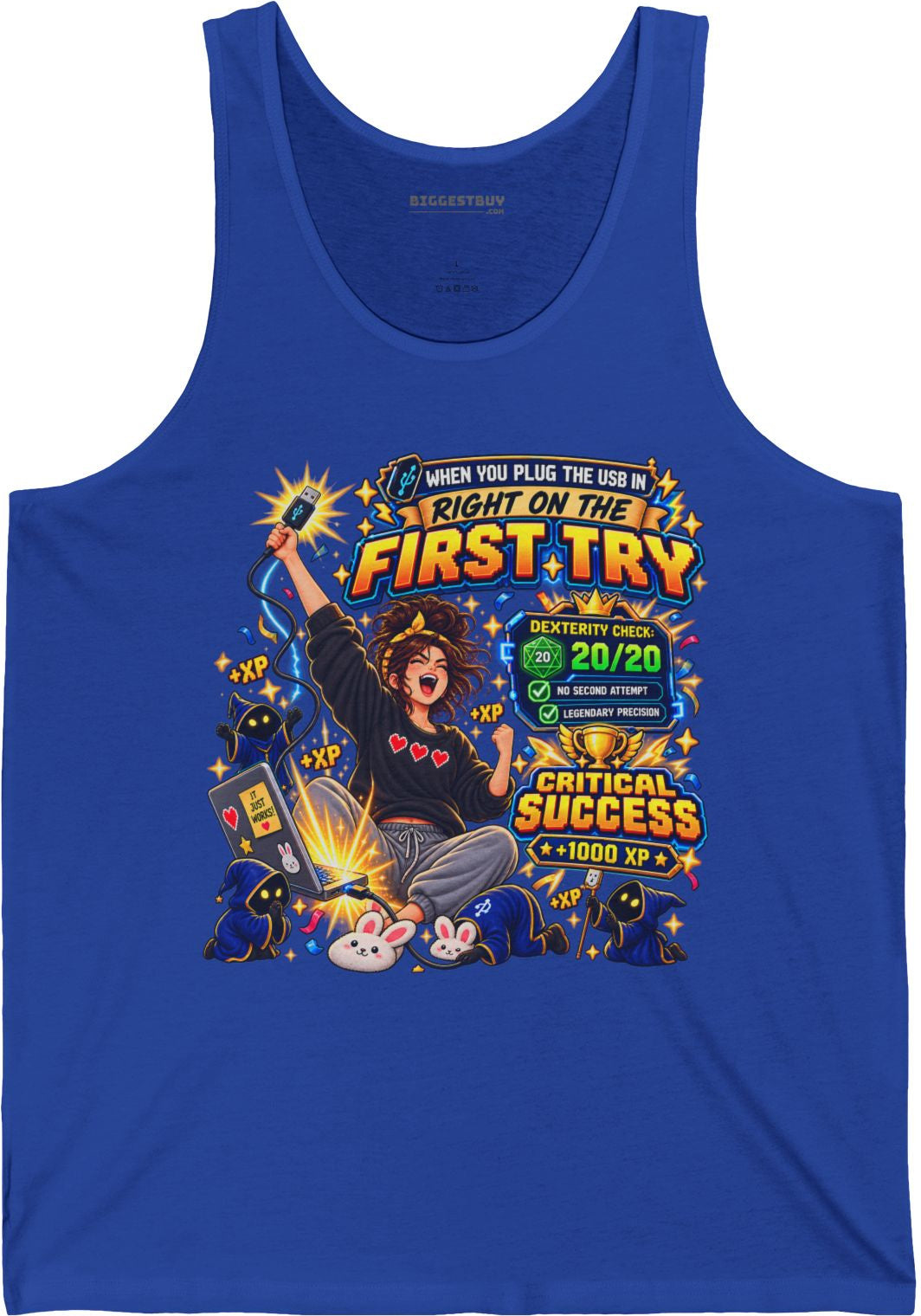 First Try - Jersey Tank Top in True Royal, front view