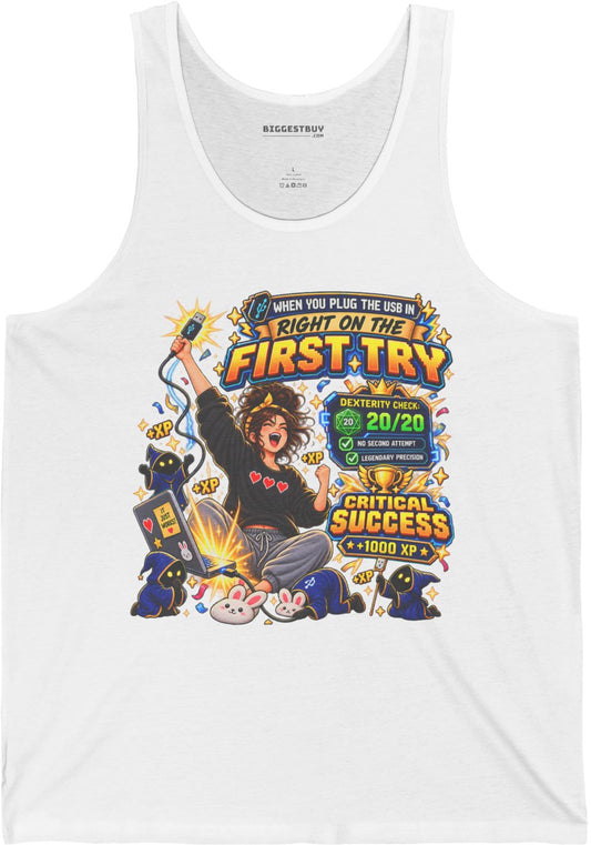 First Try - Jersey Tank Top in White, front view