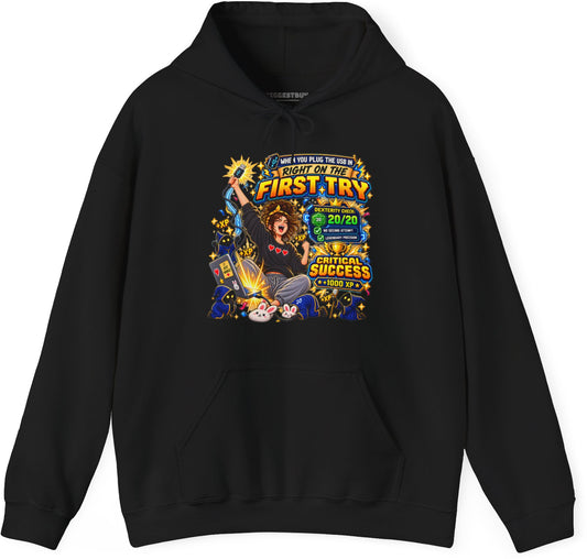 First Try - Pullover Hoodie in Black, front view