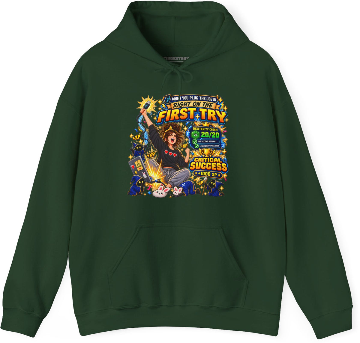 First Try - Pullover Hoodie in Forest Green, front view