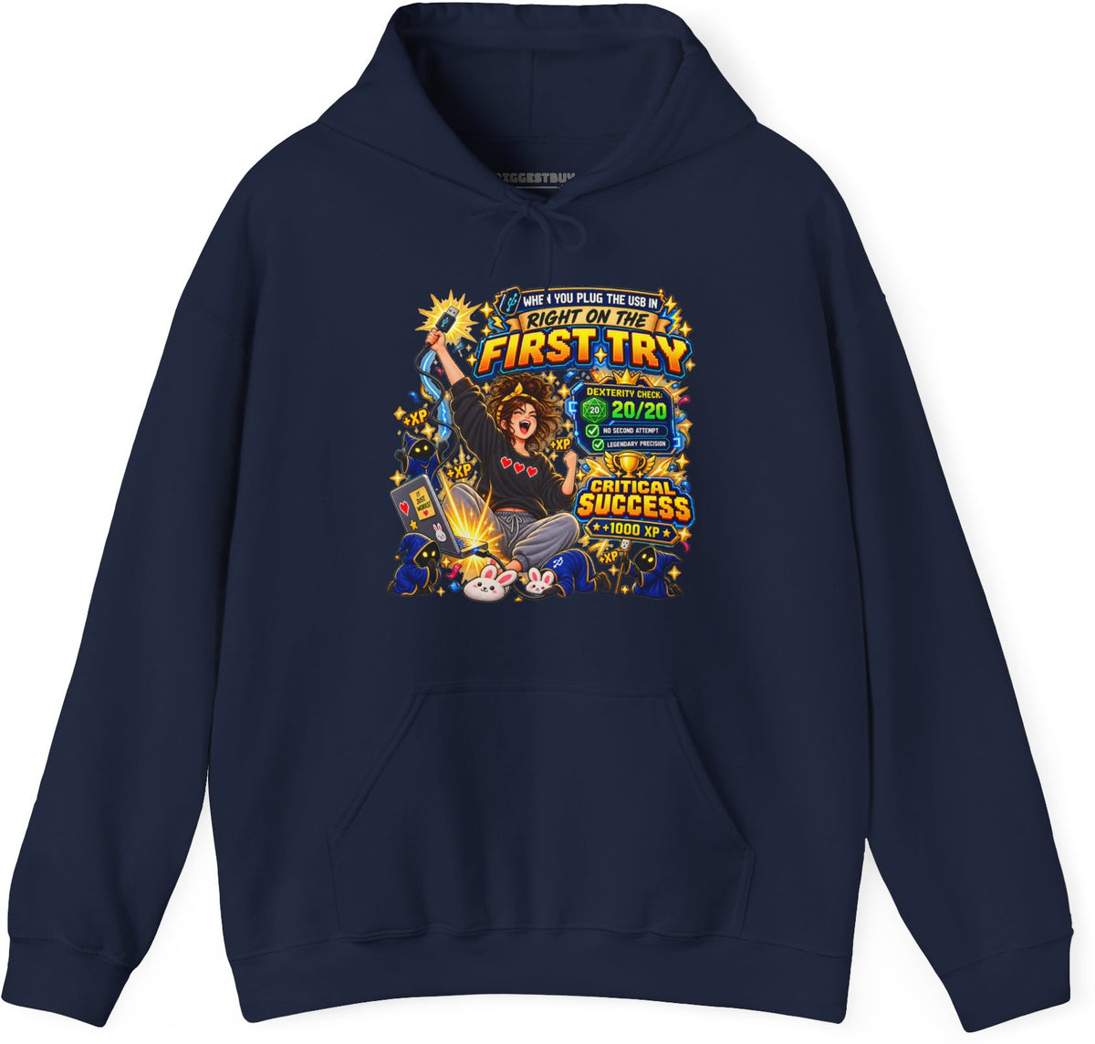 First Try - Pullover Hoodie in Navy, front view