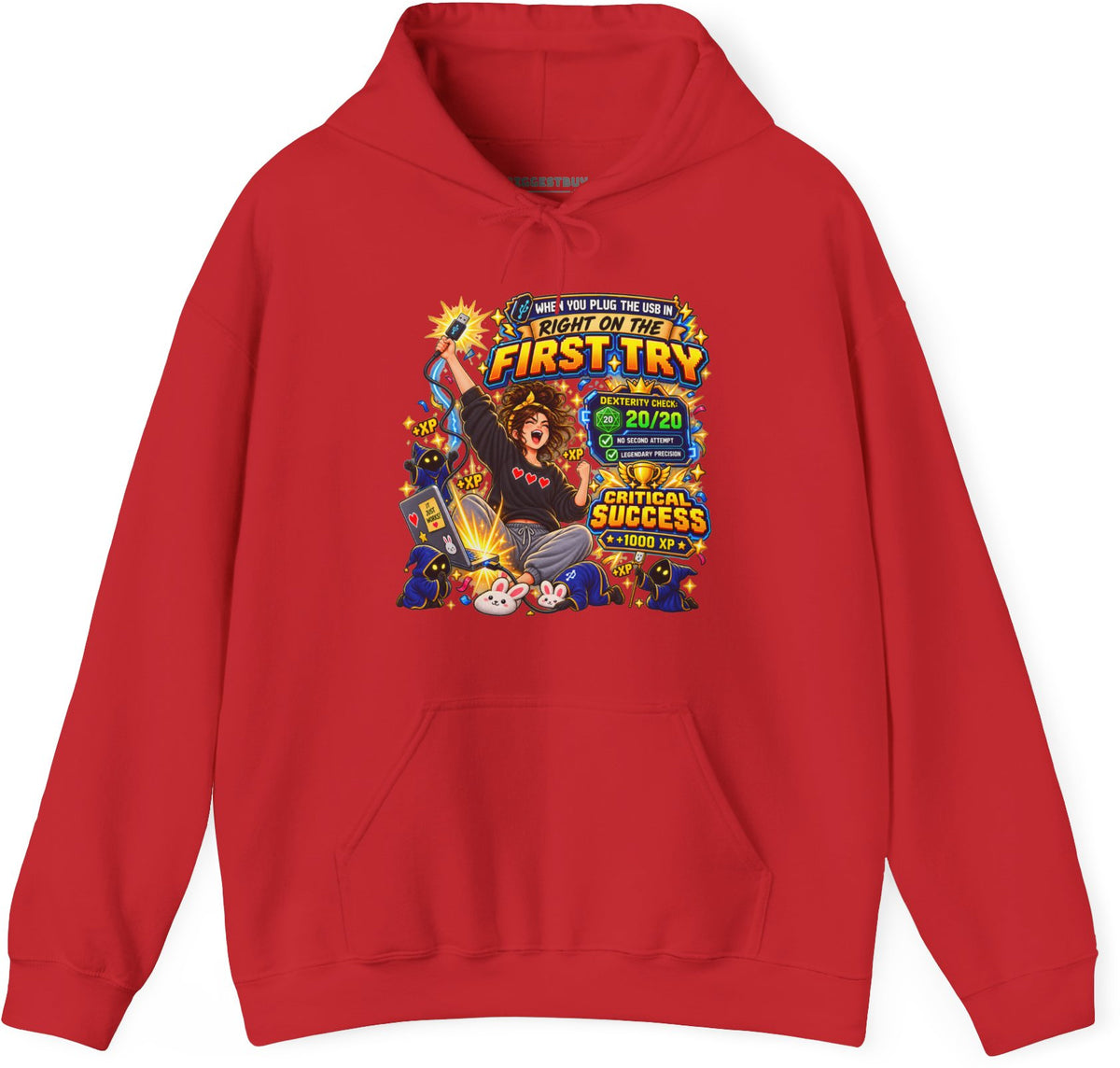 First Try - Pullover Hoodie in Red, front view