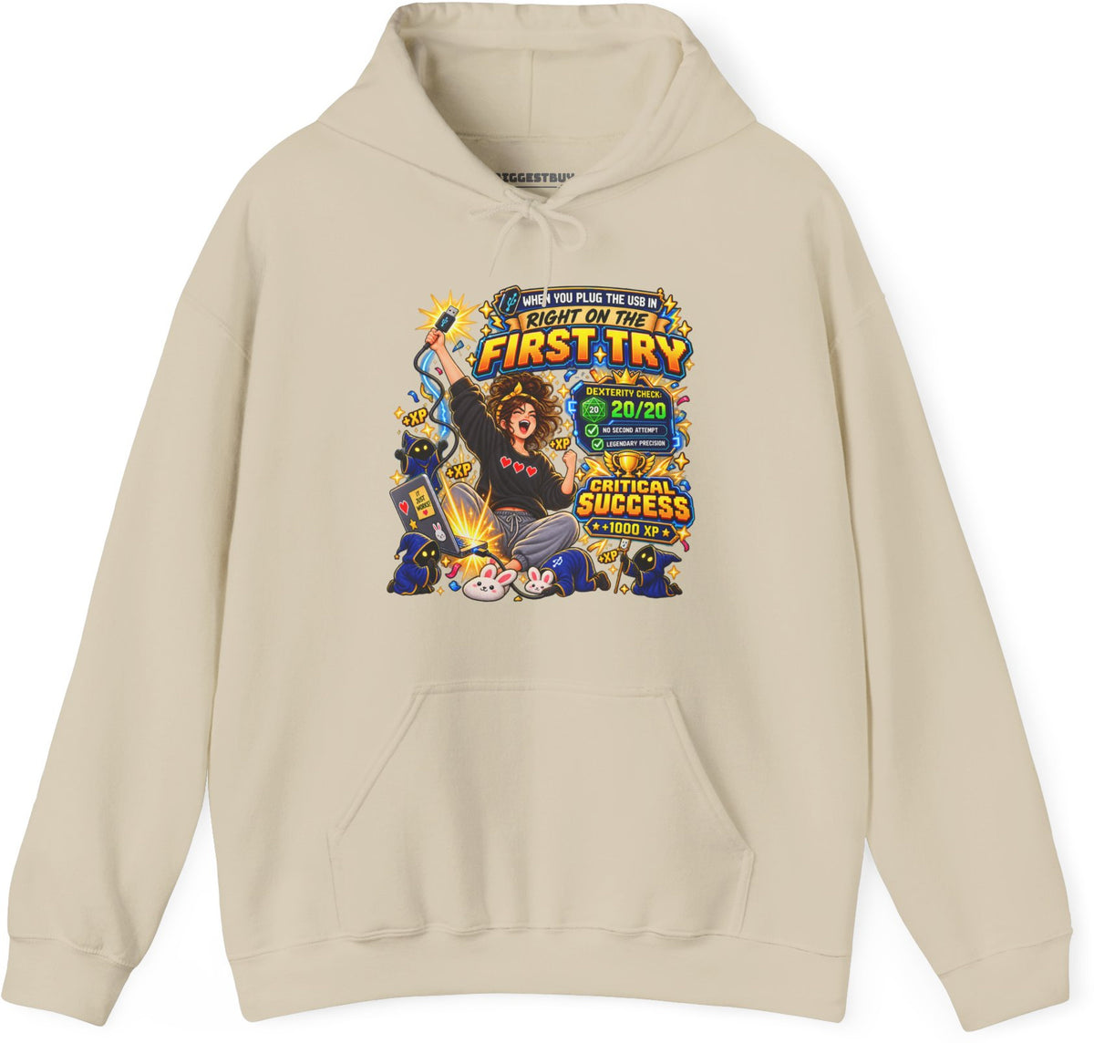 First Try - Pullover Hoodie in Sand, front view