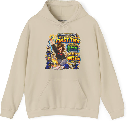 First Try - Pullover Hoodie in Sand, front view