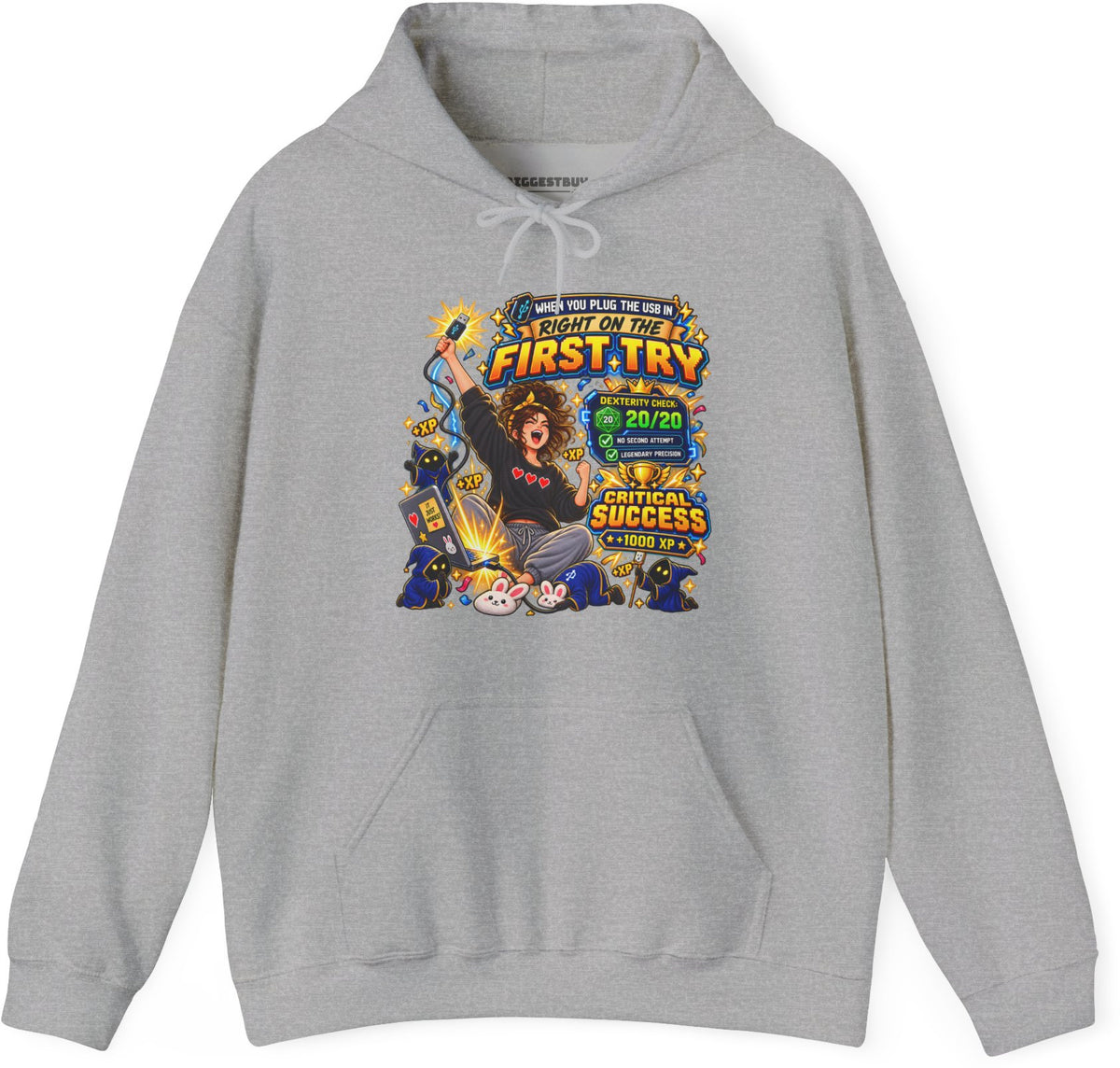 First Try - Pullover Hoodie in Sport Grey, front view