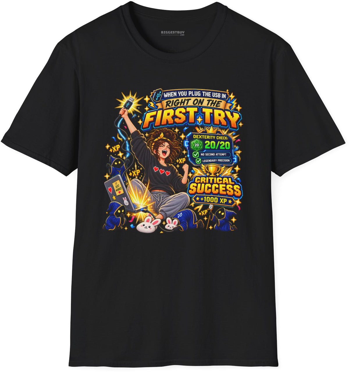 First Try - Softstyle T-Shirt in Black, front view