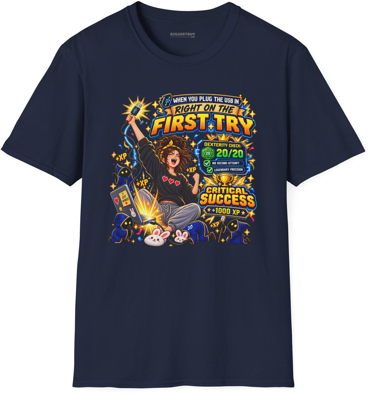 First Try - Softstyle T-Shirt in Navy, front view