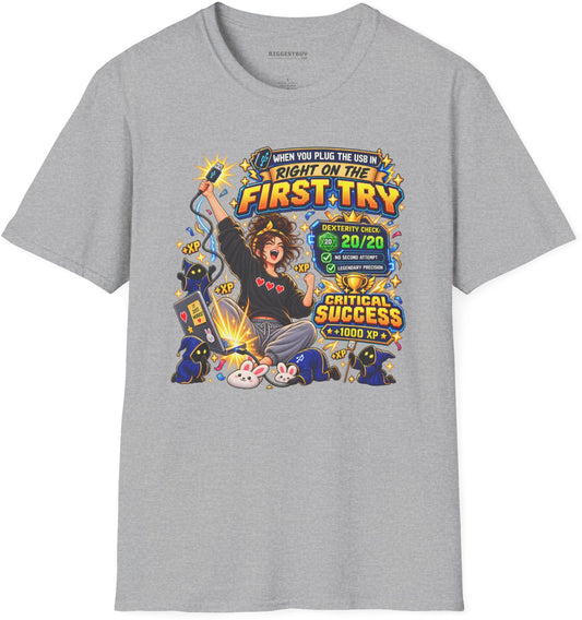 First Try - Softstyle T-Shirt in Sport Grey, front view